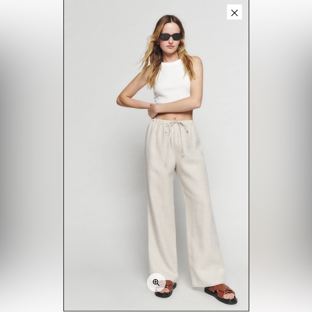 Reformation Petites Olina Linen Pant - size sp - oatmeal